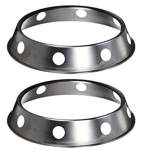 TAMOSH 2PCS Stainless Steel Wok Ring Metallic Round Bottom Wok Rack 10.43X11.8Inch Universal Size Inch for Gas Stove Fry Pans - CookCave