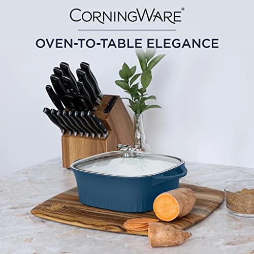 CorningWare, Non-Stick 3.2 Quart QuickHeat Roaster with Lid, Lightweight Roaster, Ceramic Non-Stick Interior Coating for Even Heat Cooking, French Navy - CookCave