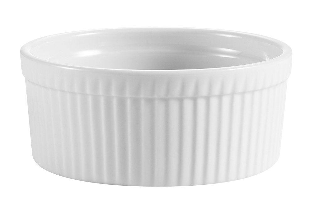CAC China Accessories 4-Inch by 1-1/2-Inch 8-Ounce Super White Porcelain Round Fluted Ramekin, Box of 36 - CookCave