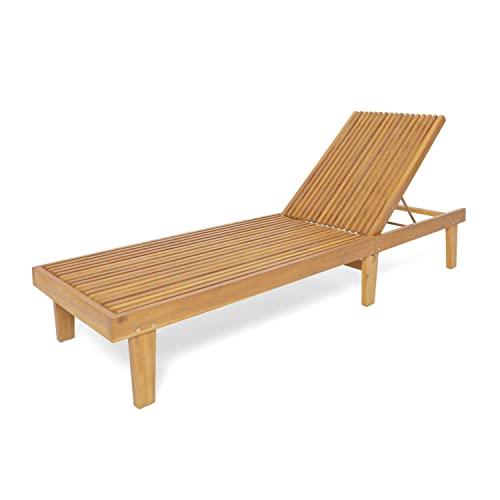 Christopher Knight Home Addisyn Outdoor Wooden Chaise Lounge, Teak Finish - CookCave