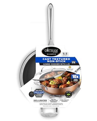 GOTHAM STEEL 5.5 Qt Saute Pan with Lid - Non Stick Frying Pans Nonstick Deep Frying Pan, Nonstick Pan, Cooking Pan, Nonstick Skillet, 100% PFOA Free Ceramic Pan, Dishwasher Safe, Copper - CookCave