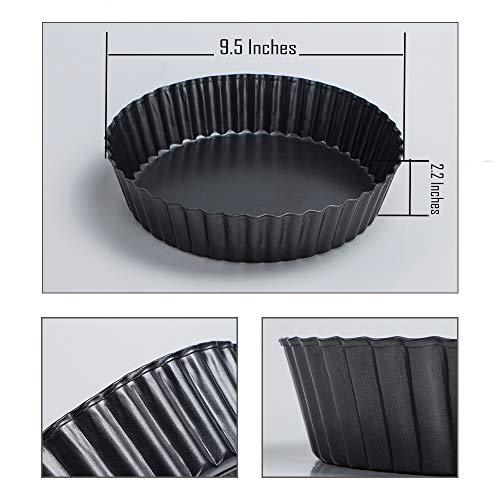 Webake 9.5 Inch Tart Pan Heavy Duty Quiche Pan Removable Bottom Nonstick Deep Baking Dish Pie Plate Pie Mold - CookCave