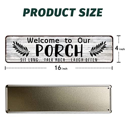 CIVOTIL Welcome to Our Porch Sign, Aluminum Metal Wall Sign for Home, Bar, Farmhouse, 4"x16" Use Outdoor/Indoor - CookCave