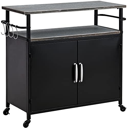 FirsTime & Co. New & Improved Black Davidson Outdoor Grilling Kitchen Cart Island, Portable Patio Table, Metal Food Prep Worktable, 31.5 in. x 35.25 in. - CookCave