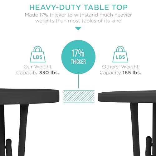 Best Choice Products 32in Bar Height Folding Table, Round Indoor Outdoor Accessory for Patio, Backyard, Dining Room, Events w/Thick Table Top, Metal Frame, Locking Legs, 330lb Weight Capacity - Black - CookCave