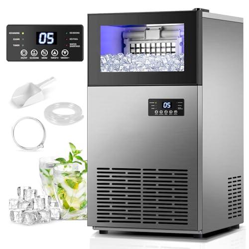 Commercial Ice Maker 130 LBS/24H, Upgraded 15" Wide Under Counter Ice Maker with 35LBS Ice Capacity, Commercial Ice Machine Self Clean Stainless Steel Built-in or Freestanding Large Ice Machine - CookCave