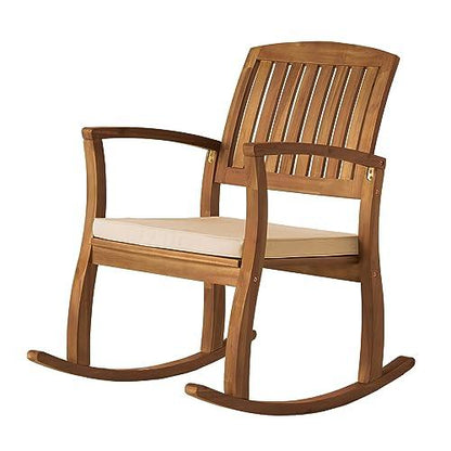 Christopher Knight Home Selma Acacia Rocking Chairs with Cushions, 2-Pcs Set, Teak Finish - CookCave