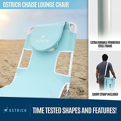 Ostrich Outdoor Folding Adjustable Recliner Chaise Lounge Chair for Beaches, Lakes, and Backyard Pools with Carrying Straps - CookCave