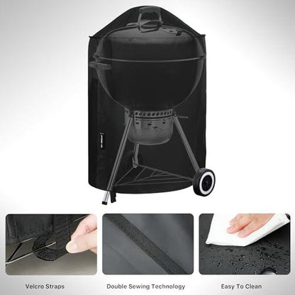 Suphomeware 22 Inch Grill Cover for Weber Kettle Charcoal, Waterproof and Heavy Duty BBQ Covers with Fade Resistant - CookCave