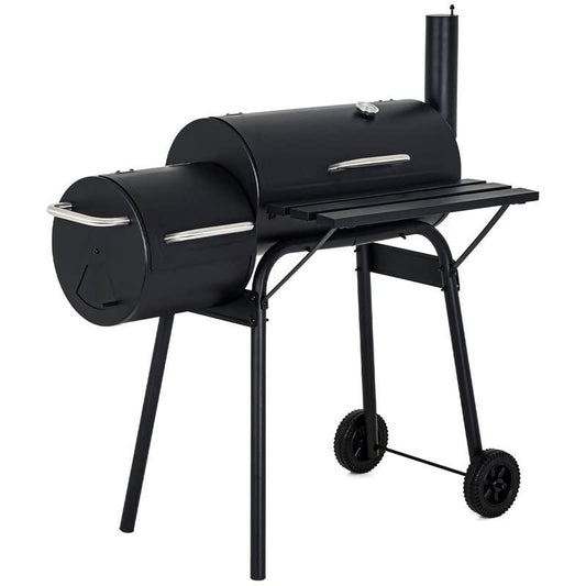 Charcoal Grills, MGHH Portable Charcoal Grill with 2 Wheels Side Fire Box, Small BBQ Oven Offset Smoker for 8-12 People Outdoor Patio Backyard, Camping Picnics - CookCave