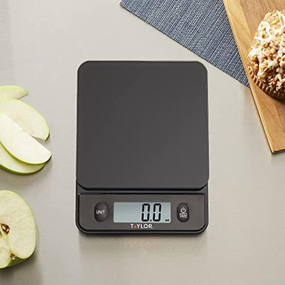 Taylor Glass Top Food Scale with Touch Control Buttons, 11 lb Capacity, Black - CookCave