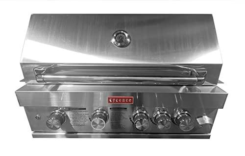 Cycence CY-GR0434CV 32 Inch 4 Burner Professional Built-In Gas Grill, LPG or Natural Gas, Professional Stainless Steel with Free Rotisseries Kit - CookCave