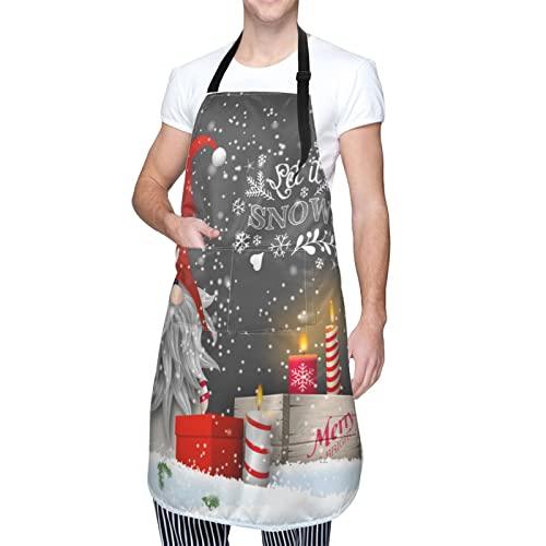 Deaowangluo Adult Size Adjustable Bib Merry Christmas Gnome Xmas Gifts Apron With Tool Pockets For Gifts - CookCave