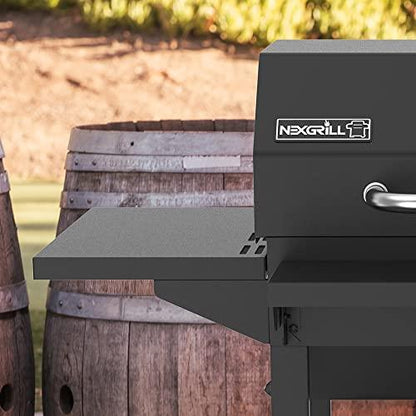 Nexgrill Premium Charcoal BBQ Grill, 22 inches Barbecue Grill, Charcoal Barrel, Outdoor Cooking, Side shelf, For Camping Patio Backyard, Black - CookCave