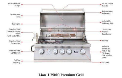 LION L75000 Built in Premium BBQ Liquid Propane Grill - CookCave