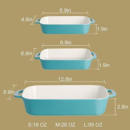 Sweejar Ceramic Bakeware Set, Rectangular Baking Dish for Cooking, Kitchen, Cake Dinner, Banquet and Daily Use, 12.8 x 8.9 Inches porcelain Baking Pans (Turquoise) - CookCave