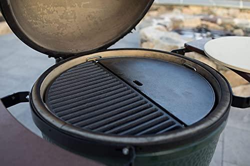 Half Moon Cast Iron Reversible Griddle for Large Big Green Egg and 18-Inch Kamado Grills - CookCave