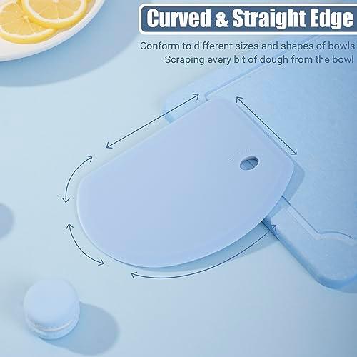 Silicone Dough Scraper with Stainless Steel Sheet, Curved Edge Flexible Bowl Scraper for Baking, Food Grade Silicone Bench Scraper for Sourdough Bread Proofing Basket, 5.98" × 4.3", Blue, SAPID - CookCave