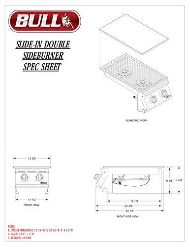 Bull Outdoor Products 30008 Liquid Propane Slid-In Double Side Burner, Front and Back Design - CookCave