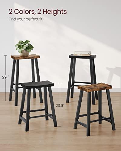 VASAGLE Bar Stools Set of 2, Counter Height Stools, Bar Chairs with Footrest, 29.1 Inches Tall Kitchen Breakfast Stools, Industrial, Living Room Party Room, Rustic Brown ULBC094B01 - CookCave