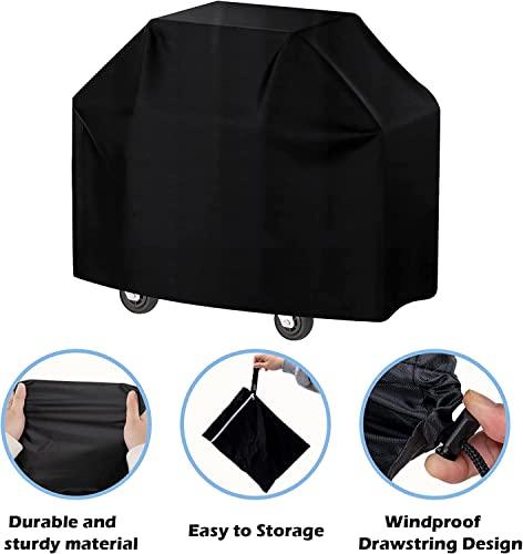 HonKuaDL BBQ Grill Cover Waterproof, Grill Cover for Outdoor Grill, Char-Broil, Nexgrill Gas,Weather Resistant, Rip-Proof, Anti-UV, Fade Resistant, with Adjustable Velcro Strap, 58 Inch (Black) - CookCave