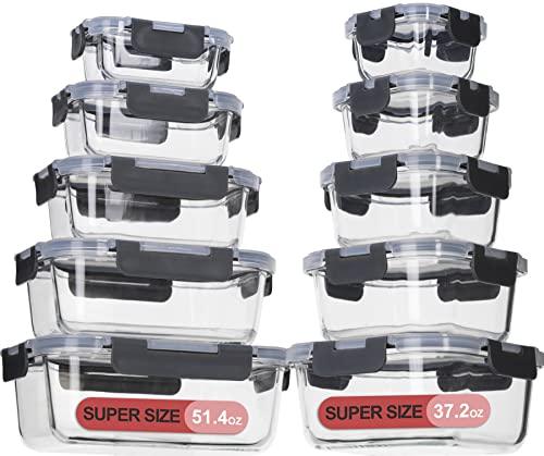 coccot Food Storage Containers Set with Lids Airtight, Meal Prep Containers for Lunch , Glass Lunch Box for Kitchen, BPA Free（20 Pieces） - CookCave
