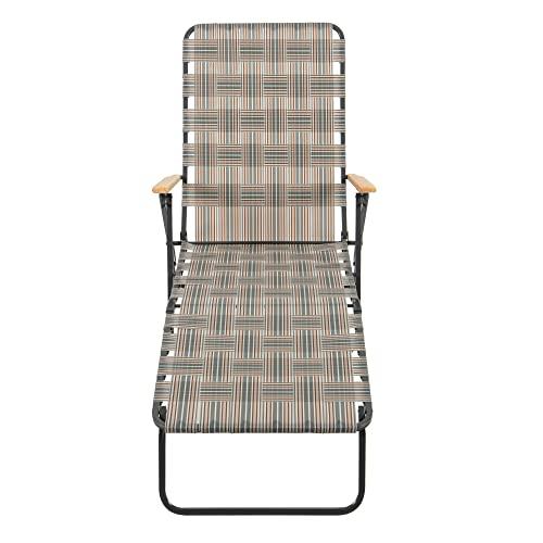 Camp & Go 4-Position Folding Web Lawn Beach Lounger Chair, 24.4" W x 55.6" D x 34.1" H, Multi - CookCave