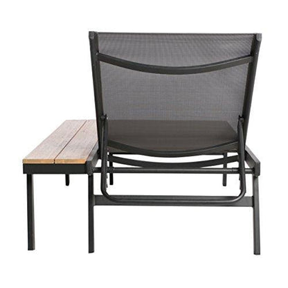 Christopher Knight Home John Outdoor Mesh and Aluminum Chaise Lounge with Side Table, Gray - CookCave