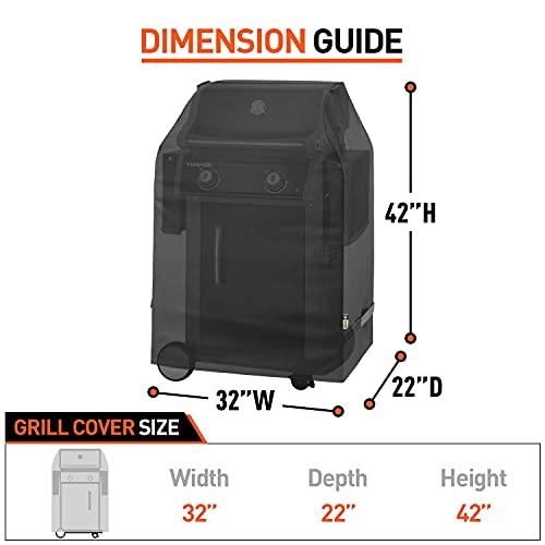 Arcedo Small Grill Cover 32 Inch, 2 Burner BBQ Gas Grill Cover, Heavy Duty Waterproof Outdoor Barbecue Cover with Handles, Fits Weber, Brinkmann, Char Broil, Holland and More Grills, Black - CookCave