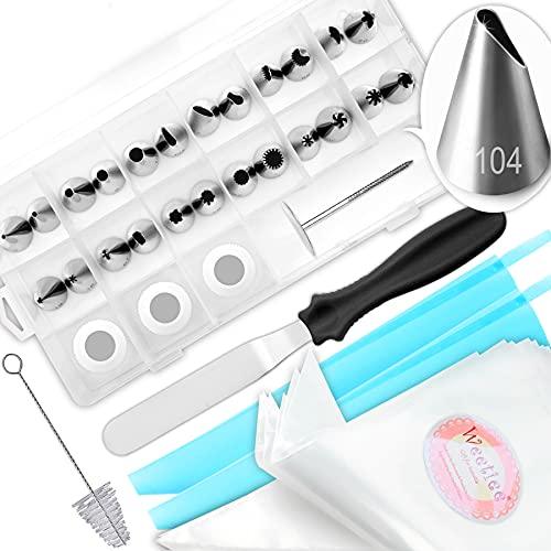 Weetiee Cake Decorating Supplies Tips Kit – [Numbered] 42PCS Piping Tips and Bags Set with Storage Case, Icing Spatula, 12 Pastry Piping Bags, 3 Couplers, Cleaning Brush - Baking Supplies for Cupcakes - CookCave