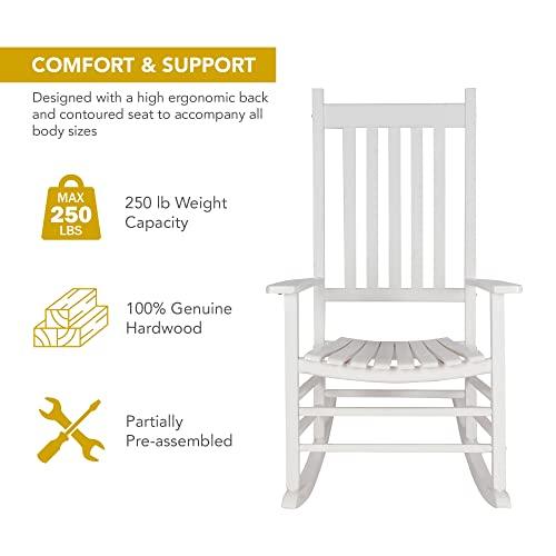 Shine Company 4332WT Vermont Porch Rocker | High Back Rocking Chair – White - CookCave
