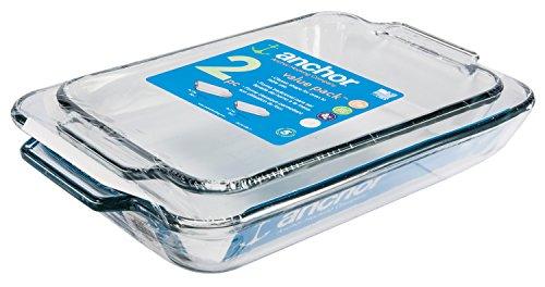Anchor Hocking Glass Baking Dishes for Oven, 2 Piece Set (2 Qt & 3 Qt Glass Casserole Dishes) - CookCave