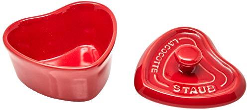 Staub Mini Ceramic Heart Cocotte with Lid, Cherry Red - CookCave