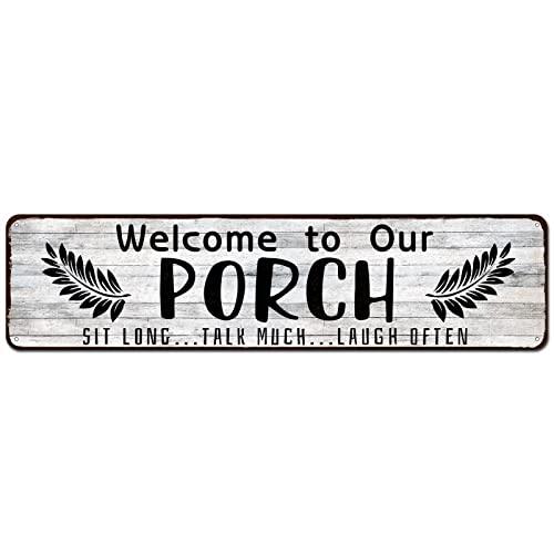 CIVOTIL Welcome to Our Porch Sign, Aluminum Metal Wall Sign for Home, Bar, Farmhouse, 4"x16" Use Outdoor/Indoor - CookCave