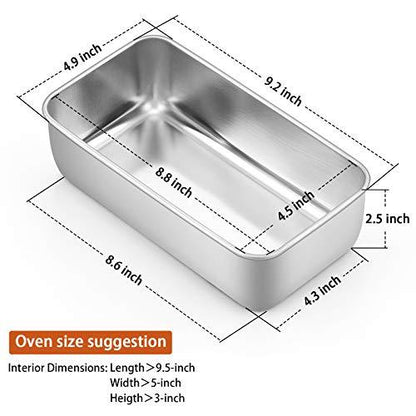 P&P CHEF Loaf Pan Set of 2, 9-inch Bread Pans, Stainless Steel Loaf Toast Baking Pans For Bread Meatloaf Lasagna Cake, Healthy & Non Toxic,Deep Side & Smooth Roll, Oven & Dishwasher Safe - CookCave