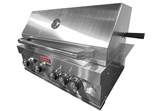 Cycence CY-GR0434CV 32 Inch 4 Burner Professional Built-In Gas Grill, LPG or Natural Gas, Professional Stainless Steel with Free Rotisseries Kit - CookCave