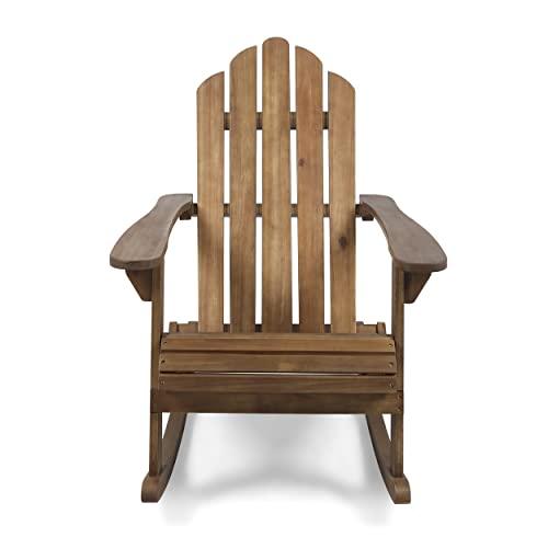 Christopher Knight Home Cara Outdoor Adirondack Acacia Wood Rocking Chair, Dark Brown Finish - CookCave