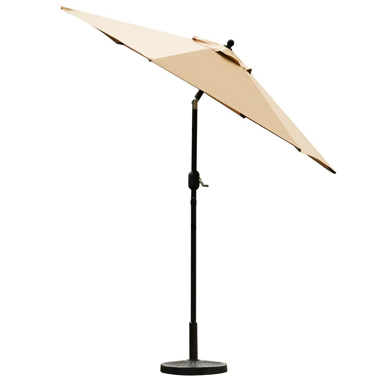 Sunnyglade 7.5' Patio Umbrella Outdoor Table Market Umbrella with Push Button Tilt/Crank, 6 Ribs (Tan) - CookCave