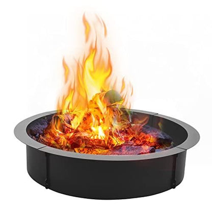 ARTYUIO Fire Ring 45'' Outer, Solid Steel Wood Burning Fire Pit Ring Above/In-Ground DIY Campire Ring for Outdoor Camping, Backyard - CookCave