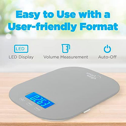 Smart Weigh 11 lb. Digital Kitchen Food Scale, Mechanical Accurate Weight Scale with 5-Unit Modes, Grams and Ounces for Weight Loss,Weighing Ingredients, Dieting, Keto Cooking, Meal Prep and Baking - CookCave