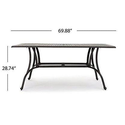 Christopher Knight Home Alfresco Outdoor Cast Aluminum Rectangular Dining Table, Bronze - CookCave