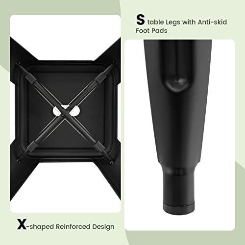 COSTWAY Bar Stools Set of 4, 24” Stackable Metal Stools with Square Seat & Handing Hole, X-Shaped Reinforced Design, Backless Bar Chairs for Kitchen, Dining Room, Pub (Black, 24‘’) - CookCave