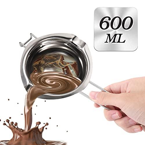 Chocolate Melting Pot - 600ML Double Boiler with Heat Resistant Handle, Stainless Steel Double Boiler Pot Set, Double Boilers for Stove Top can Melt Chocolate, Butter, Candy and Candle - CookCave