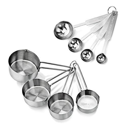 New Star Foodservice 42917 Stainless Steel 8-Piece Measuring Cups and Spoons Combo Set - CookCave
