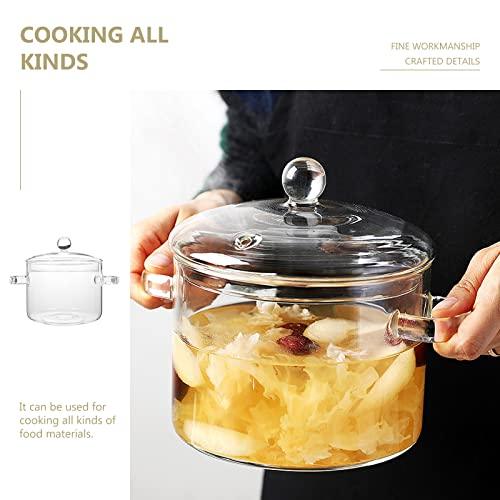 Clear Glass Pots for Cooking on Stove, Glass Stew Pot Glass Soup Pot With Lid Kitchen Stockpot Glass Cooking Pot Thickened Stock Pot Large Serving Bowl Simmer Pot for Stove (1.35L/46OZ) - CookCave