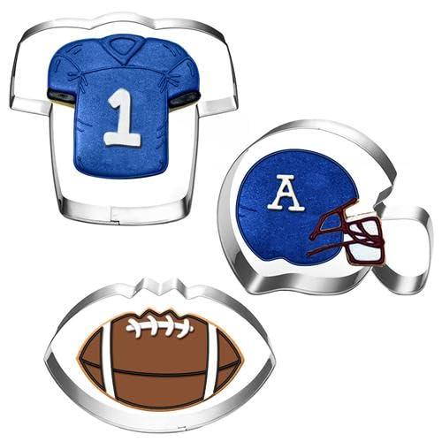 LUBTOSMN New Football Cookie Cutter Set-3 Piece-3.5 inch-Football, Football Helmet and Jersey Fondant Biscui Cutters - CookCave