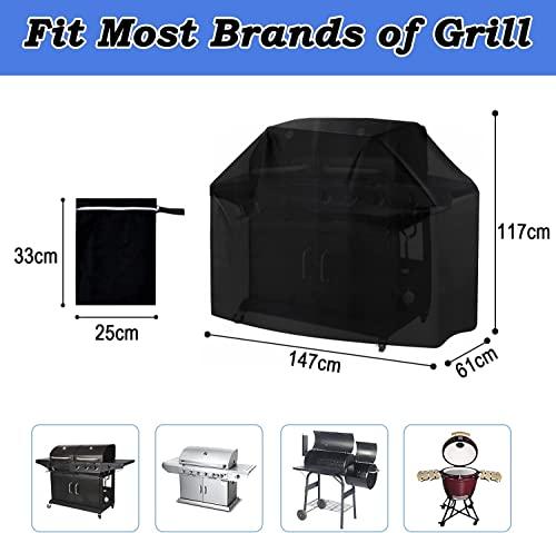 HonKuaDL BBQ Grill Cover Waterproof, Grill Cover for Outdoor Grill, Char-Broil, Nexgrill Gas,Weather Resistant, Rip-Proof, Anti-UV, Fade Resistant, with Adjustable Velcro Strap, 58 Inch (Black) - CookCave