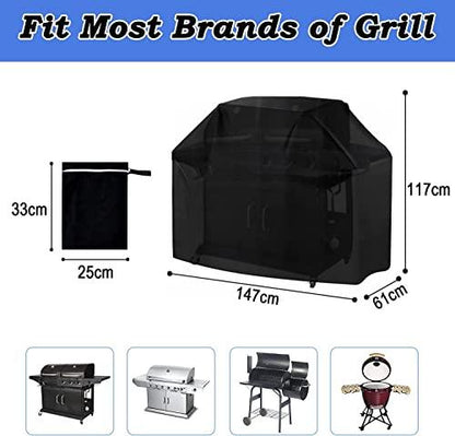 HonKuaDL BBQ Grill Cover Waterproof, Grill Cover for Outdoor Grill, Char-Broil, Nexgrill Gas,Weather Resistant, Rip-Proof, Anti-UV, Fade Resistant, with Adjustable Velcro Strap, 58 Inch (Black) - CookCave