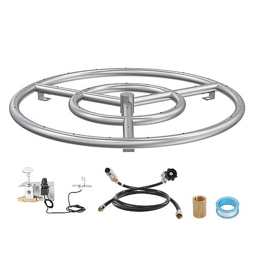 VEVOR 18 inch Round Drop-in Fire Pit Pan, Stainless Steel Fire Pit Burner Kit, Propane Gas Fire Pan with 150,000 BTU for Indoor or Outdoor Use - CookCave