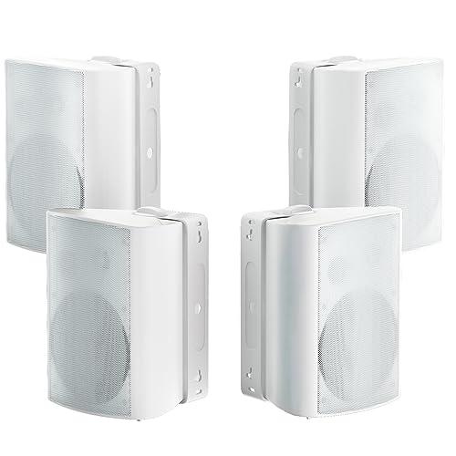 Herdio 800W 6.5 Inch Outdoor Speakers Bluetooth Waterproof Wired with Superior Amplifier, Wall Mounted Sound System, Enhanced Bass & Durable, Mountable Swivel Brackets, for Patio Home (2 Pairs, White) - CookCave